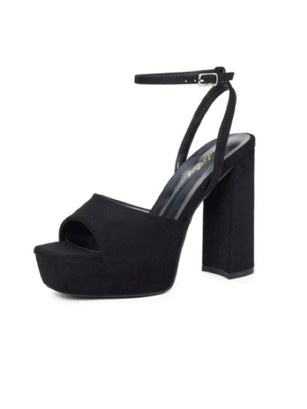 Elisabet Tang Black Suede Chunky Heel Platform Open Toe Shoes NIB Sz  9.5